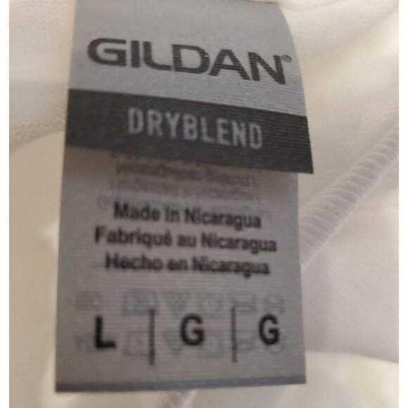 Men White Gildan Dry Blend T Shirt Large sku11 - Picture 3 of 4